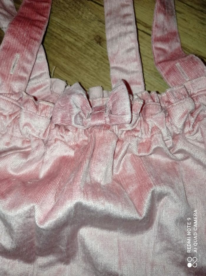 Jupe à bretelles velours rose, taille 8 ans, Neuve - photo numéro 5