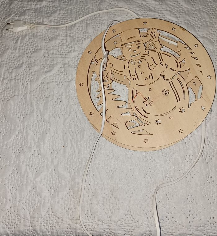 Lampe bois bonhomme de neige - photo numéro 2