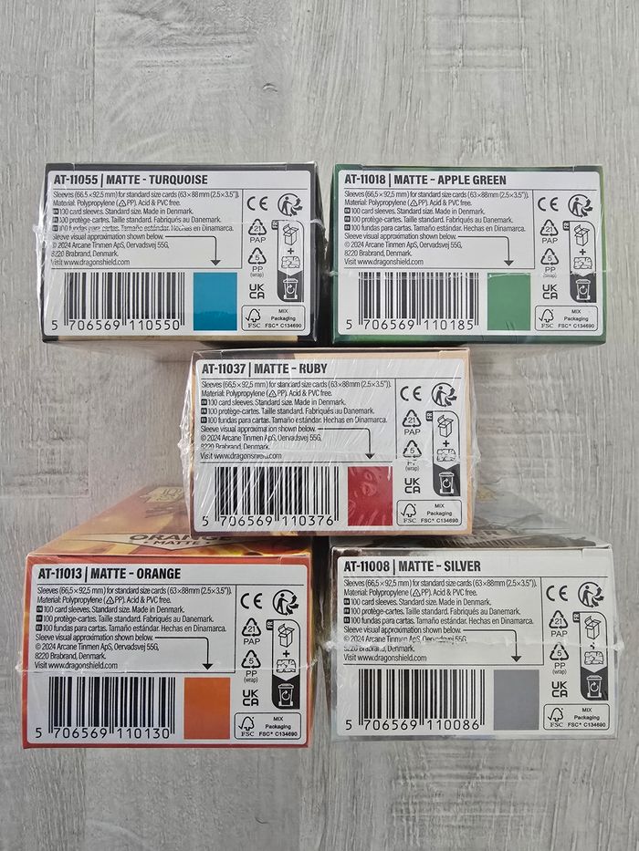 Lot de 5 Paquets de 100 sleeves Dragon Shield Matte - photo numéro 2
