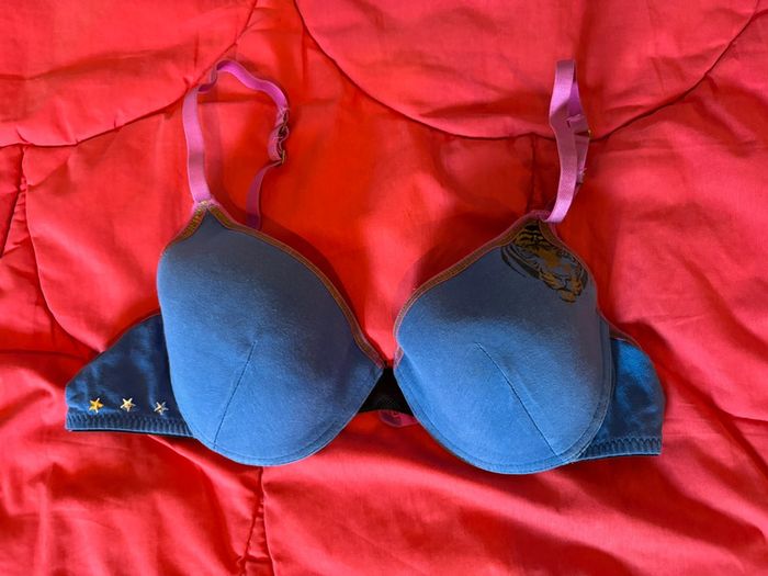 Soutien gorge bleu avec tête de tigre Mojito 90C neuf