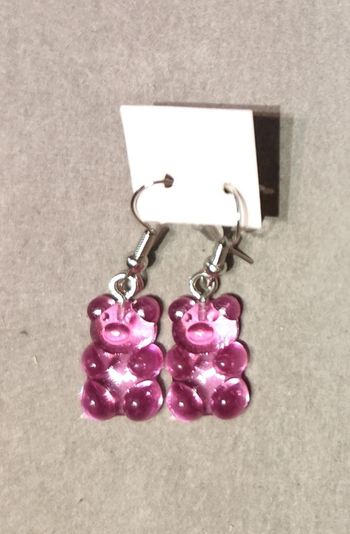 Petits ours roses plastique en boucles d'oreilles