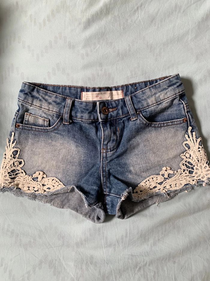 Short en jean avec dentelle