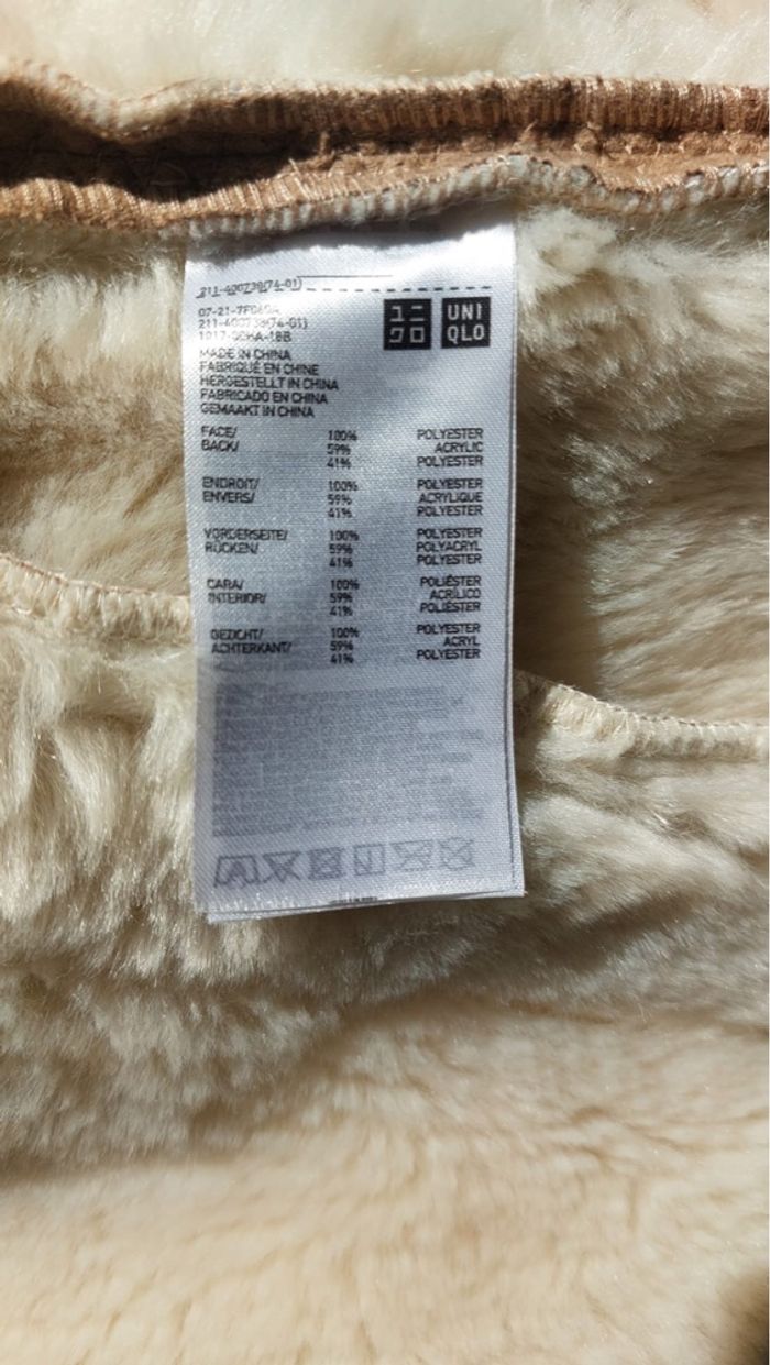 Veste Uniqlo – Manteau effet peau lainée et daim camel taille S en très bon état - photo numéro 5