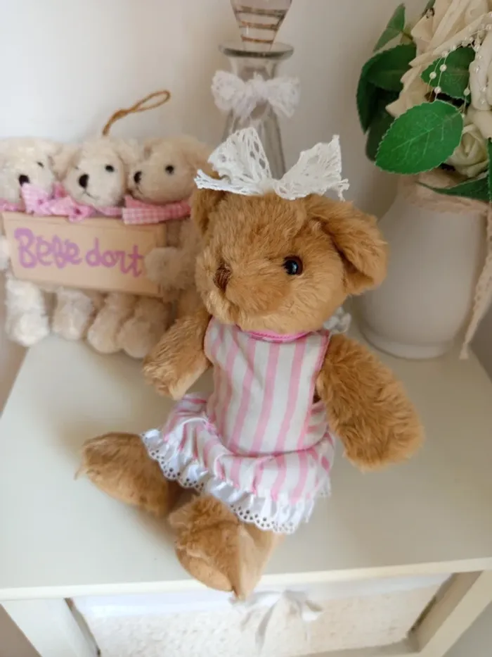 Lot déco oursons shabby pour chambre bébé fille - photo numéro 4