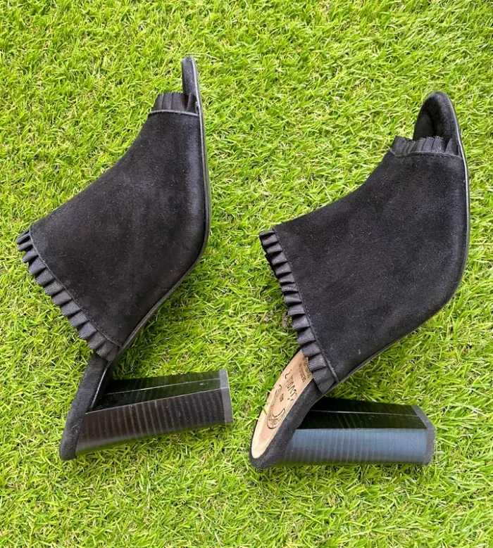 Mules à talons en cuir noires taille 40 - photo numéro 4