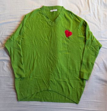Pull vert pomme cœur rouge, Variety Harmony, Taille S/M
