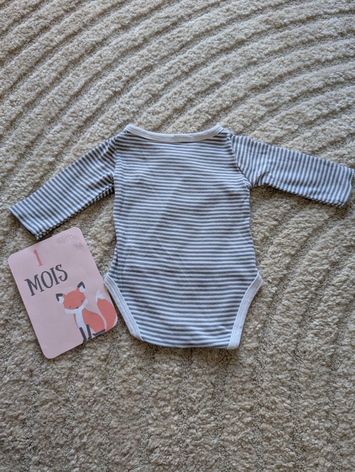 Ensemble gilet à capuche salopette et body, gris, bébé garçon, 1 mois, Du pareil au même - photo numéro 3