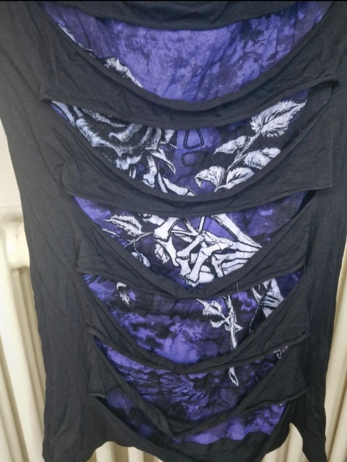 Tee-shirt tunique Alchemy England Gothic noir et violet - photo numéro 2