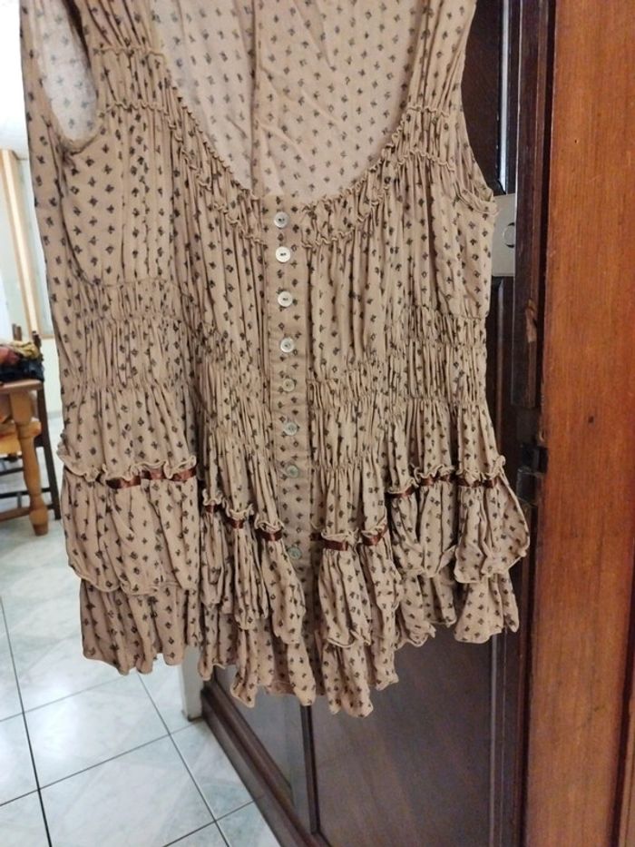 Top marron plissé boutons vintage M/38 y2k - photo numéro 6