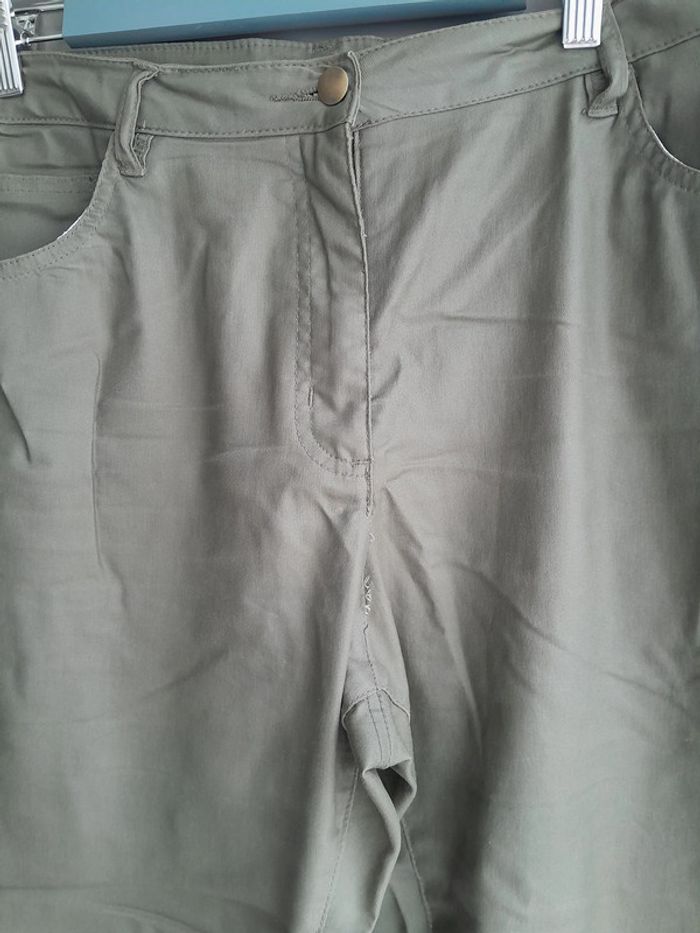 Pantalon couleur kaki, coton ciré, taille 50, Marque Blanche Porte - photo numéro 5