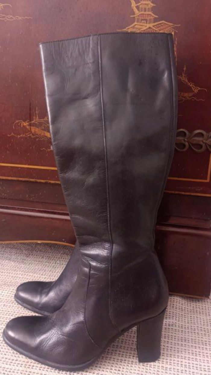 Bottes hautes vintage cuir 35 - photo numéro 5