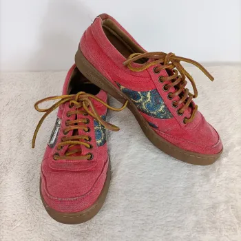baskets chaussures de ville Morrison 38 rouge motifs vintage toile