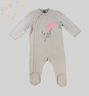 Pyjama dors-bien grenouillère jersey gris rose cœur pois Kiabi 12 mois 73 – 76 cm fille