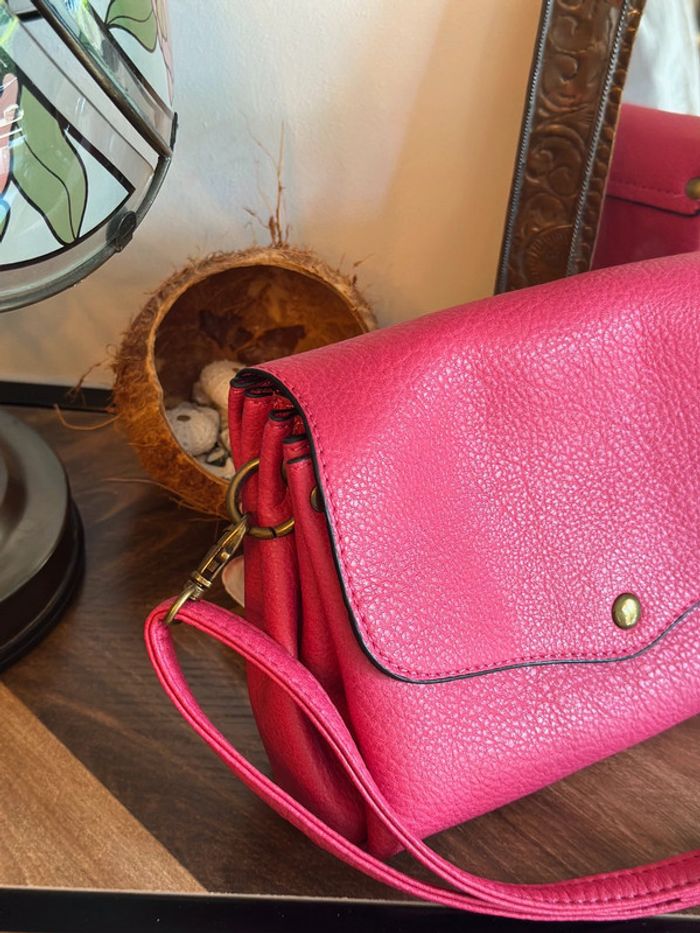 Sac en cuir rose Borse in Pelle – Bandoulière ajustable porté épaule - photo numéro 2