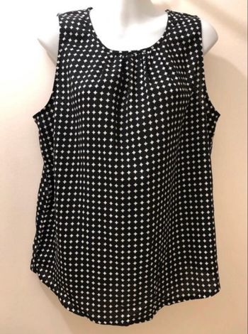 Blouse top haut sans manches noir blanc à motifs géométriques fluide femme taille 40 Kiabi