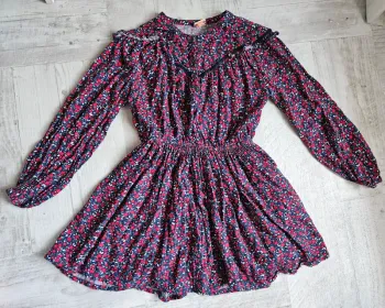 Robe manches longues fleuries 10 ans