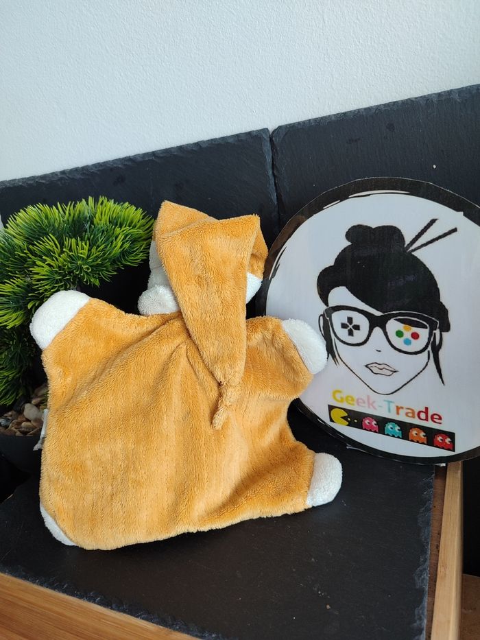 doudou CMP ours beige jaune moutarde coeur plat bonnet ancien blanc Crème 1878 - photo numéro 2