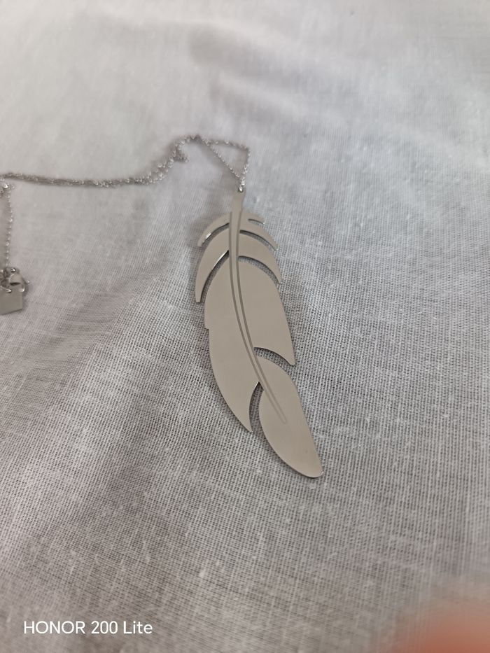 Collier plume argenté - photo numéro 5