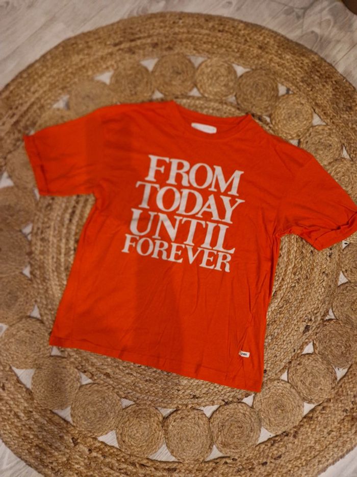 Tee shirt oversize orange imprimé gris clair Zara 🌎Taille 11 / 12 ans 🌎