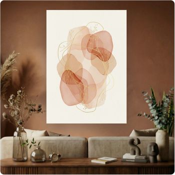 Affiche murale “Abstrait Terracotta” art moderne lignes dorées déco A3 Sans cadre