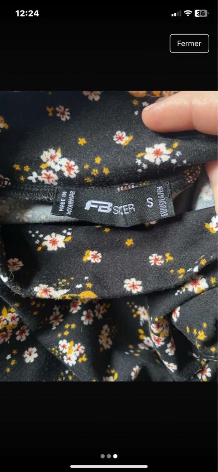 Robe noir à fleur FB sister taille s - photo numéro 3