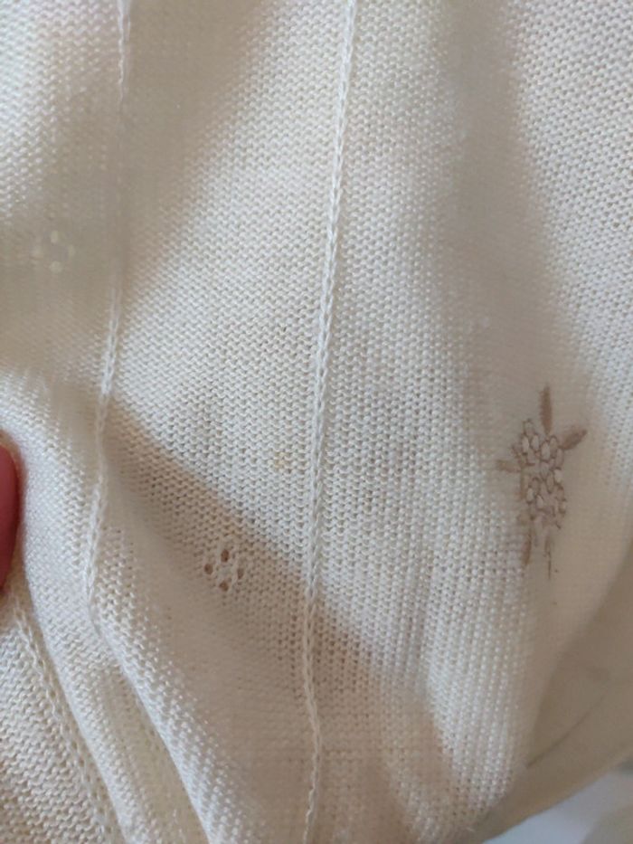 Haut années 70 100 % acrylique crème broderie - photo numéro 9