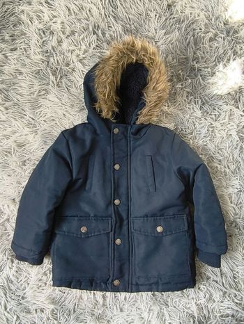 Parka doudoune garçon bleu marine avec capuche fourrée  Gémo taille 24 mois 🧥