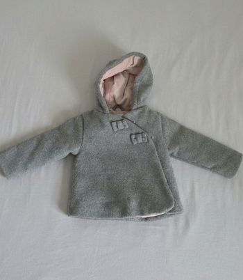 Manteau Gris intérieur velours rose Vertbaudet 2 ans