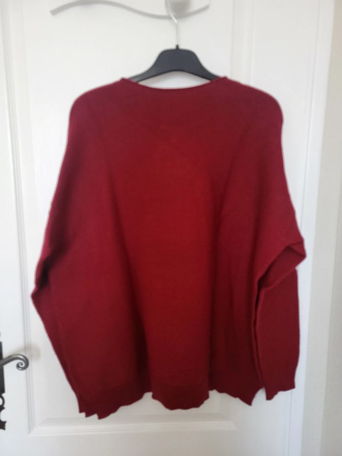 Pull bordeaux avec faux boutons Plus - photo numéro 4