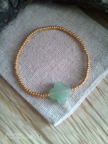 Bracelet porte bonheur trèfle en pierre naturelle d'aventurine