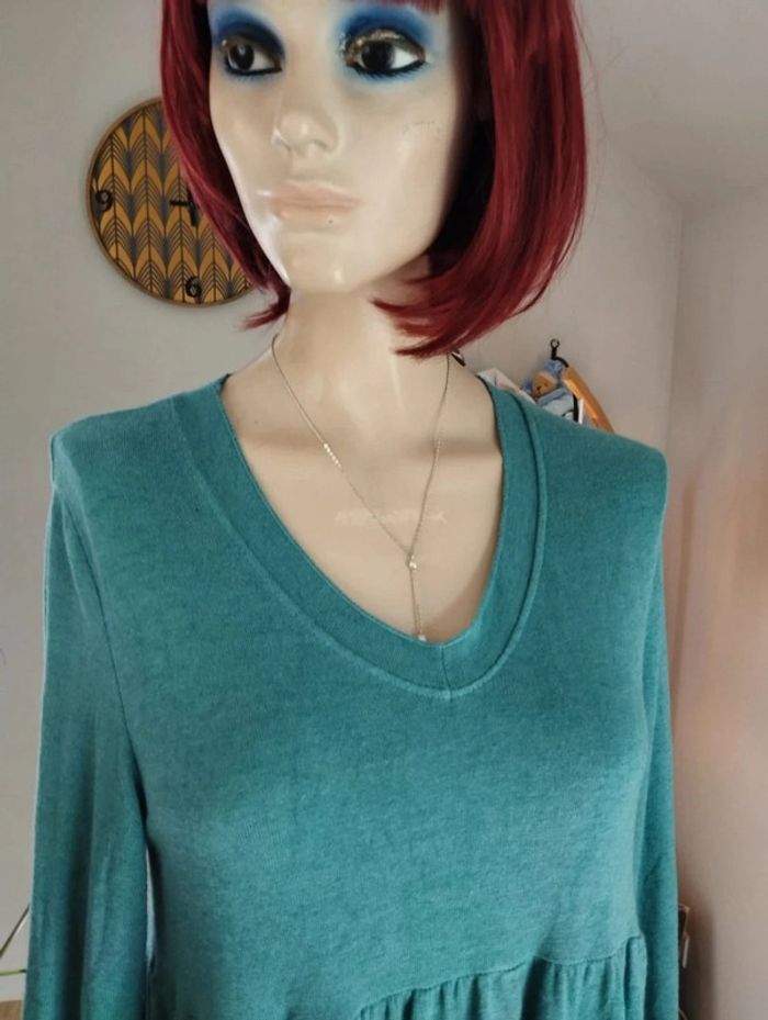 🌿Robe Volantée Vert d'Eau Angora & Laine Made in Italy T36/38🌿 - photo numéro 4