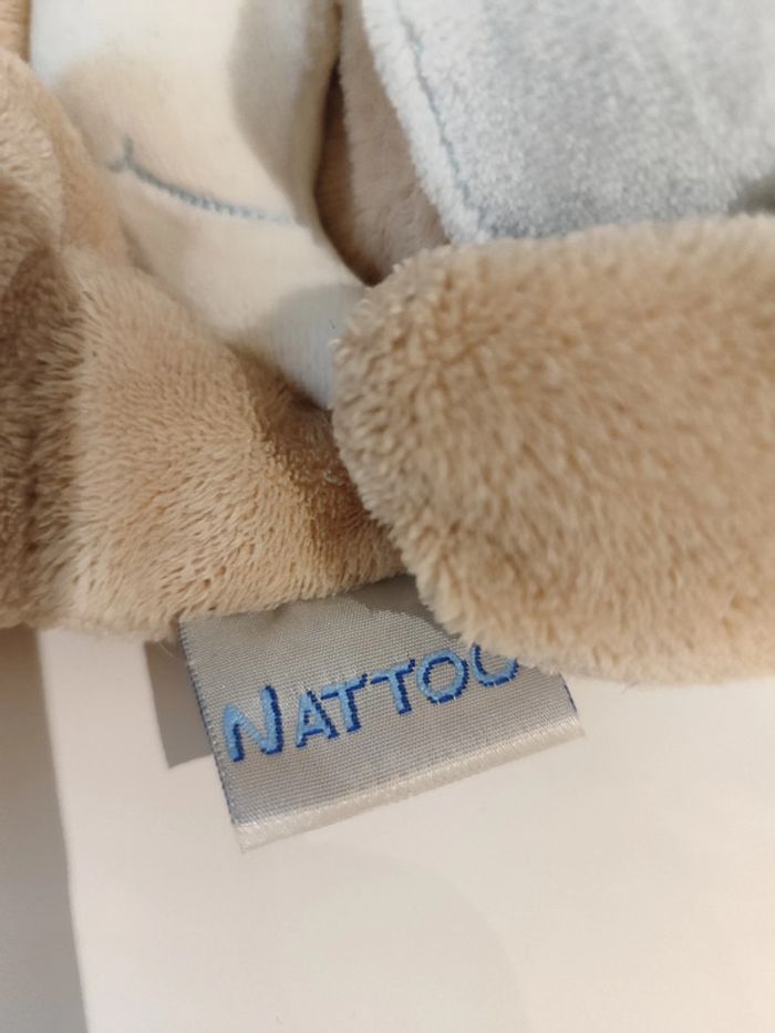 Peluche Ours ourson nounours Bibou avec bonnet de nuit bleu et lune nattou - photo numéro 5