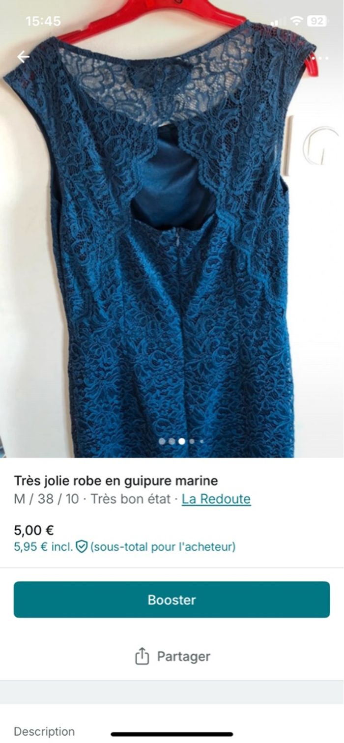 Très jolie robe en guipure bleu marine - photo numéro 3