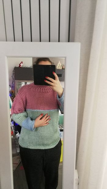 Pull tricolore en acrylique et laine