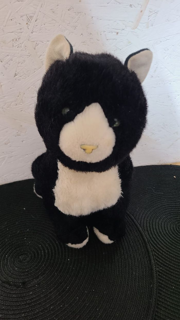 peluche chat noir et blanc marque nounours vintage