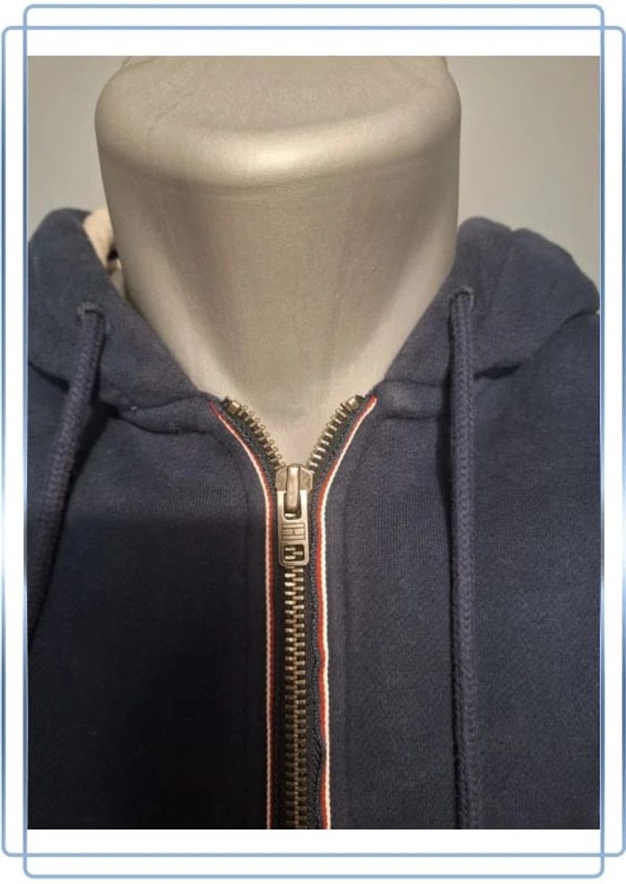 Sweat à capuche / hoodie full zip tommy Hilfiger - taille S - homme bleu brodé (326) - photo numéro 4
