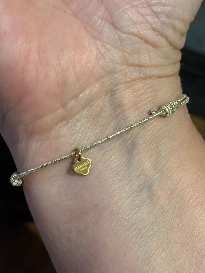 Bracelet cordon doré pailleté réglable cercle fils xl acier inoxydable or habaha Paris - photo numéro 2