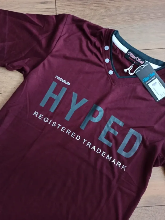 T-shirt bordeaux homme manches courtes flocage L - photo numéro 5