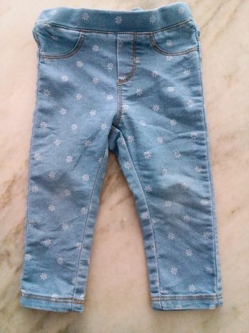 Pantalon bleu motif blanc grain de blé