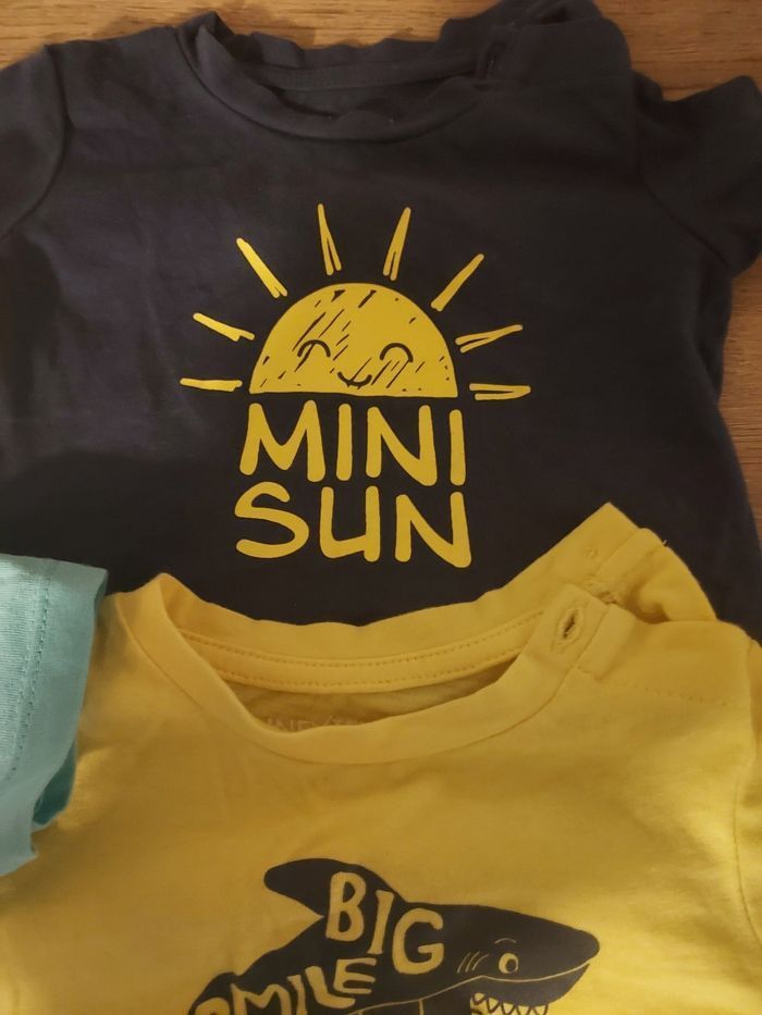 Lots de 5 tee-shirts 6-9 mois jaune et bleu - photo numéro 4