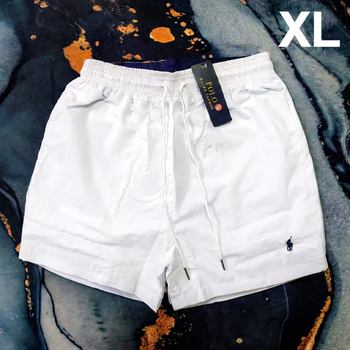 Short de plage RALPH LAUREN - Taille XL - Blanc logo noir - Neuf