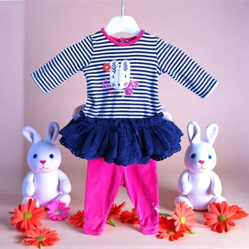 CATIMINI - ENSEMBLE 2P BÉBÉ FILLE MOTIF LAPIN, VOLANTS & BRODERIE ANGLAISE 3M