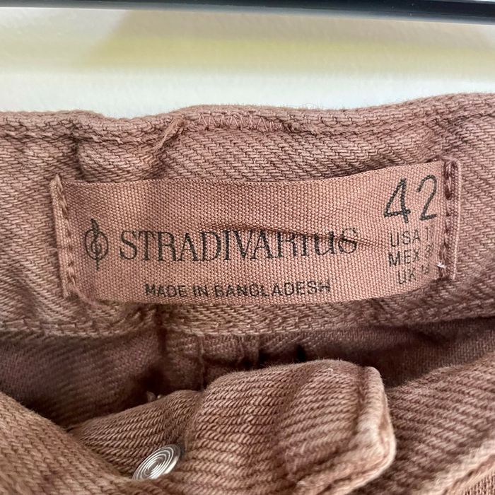 Pantalon large marron en velours côtelé 100% coton taille 42 Stradivarius V074 - photo numéro 4