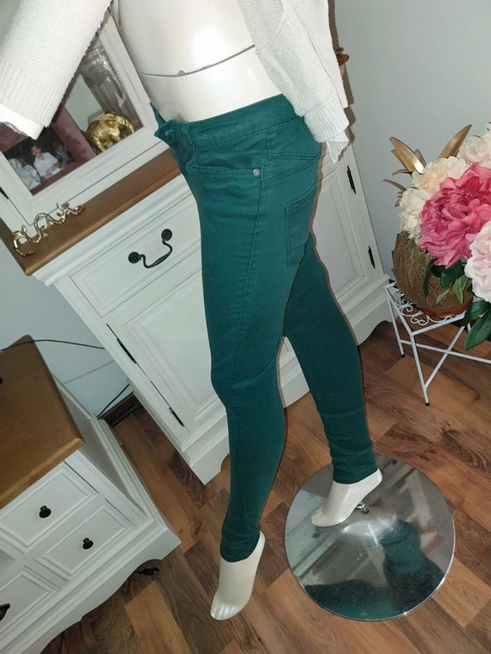 Pantalon skinny denim vert sapin état neuf Taille 34 Denim Co by Primark - photo numéro 2