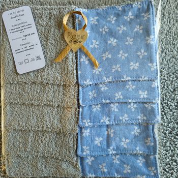 10 lingettes lavables 12x12 cm 