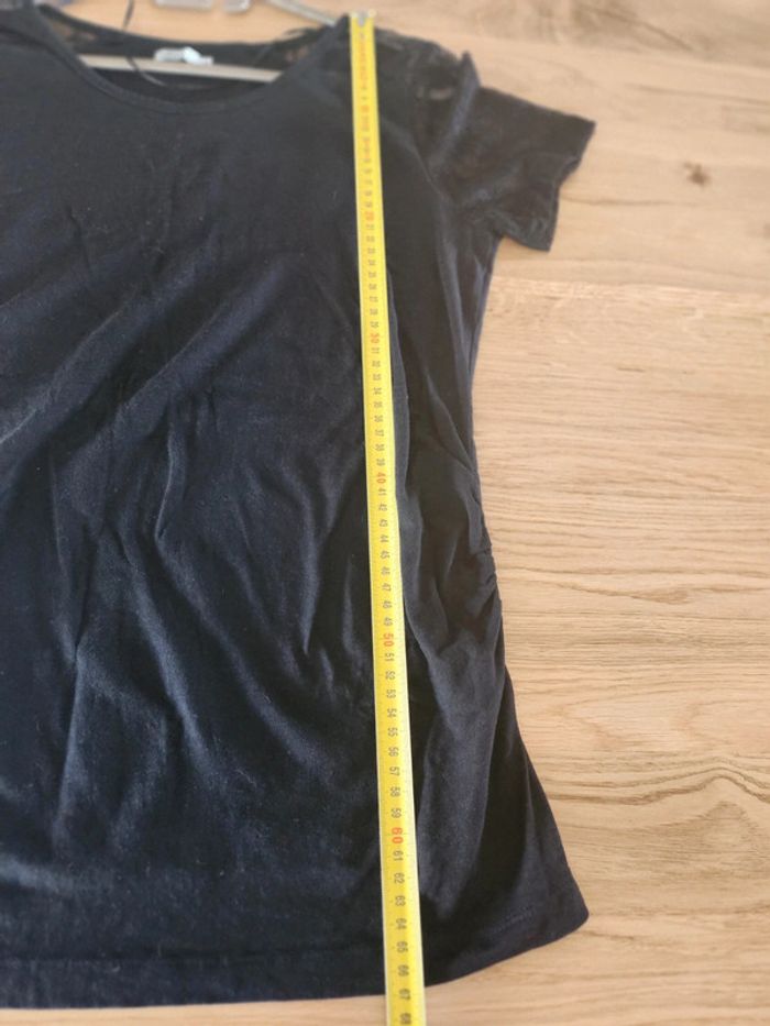 Tee-shirt top haut Gemo noir taille 38 M en excellent état avec dentelle - photo numéro 6
