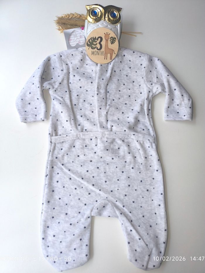 Pyjama velours 3 mois fille tom& kiddy neuf - photo numéro 3