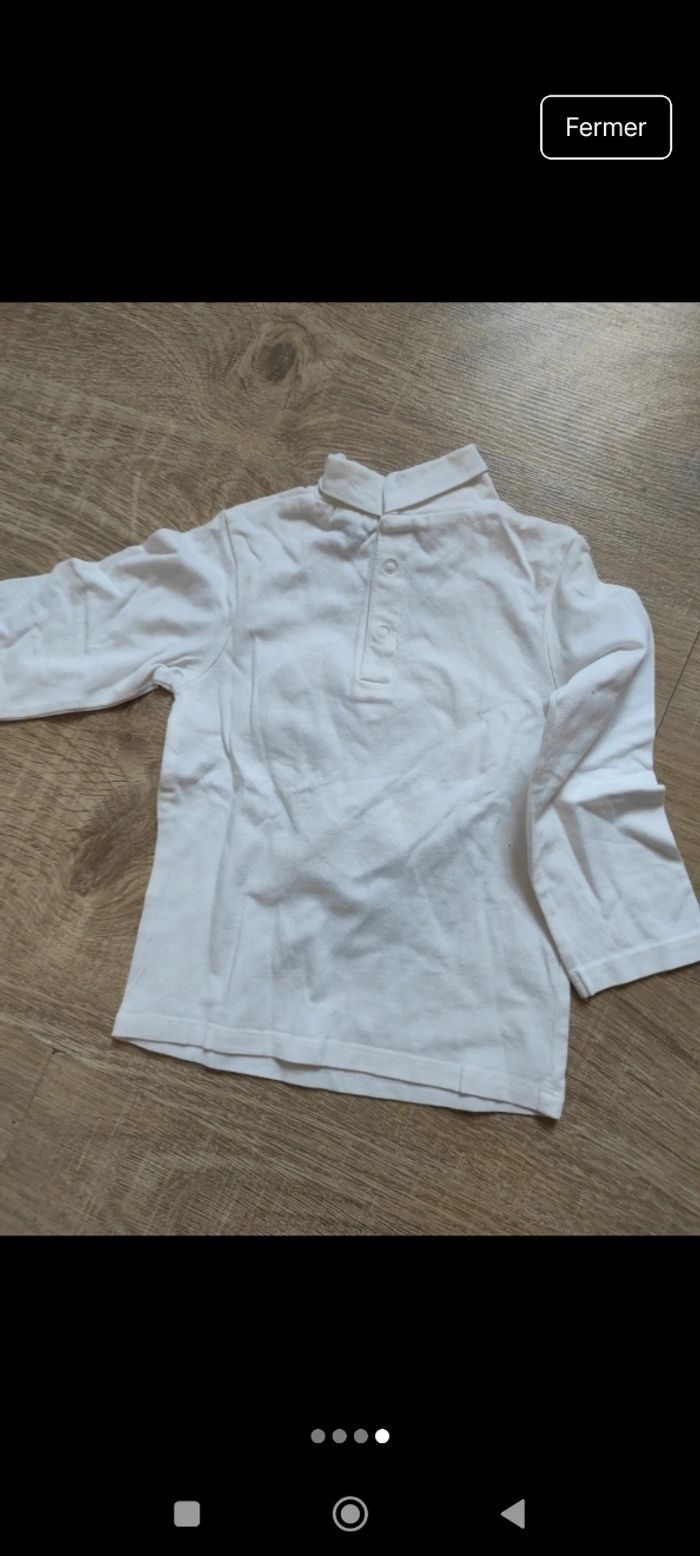 T-shirt à col avec coeur en relief fille 24 mois - photo numéro 4