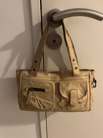 Sac en cuir écru vintage