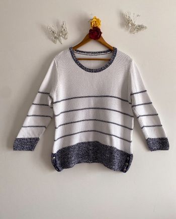 Terre de Marins – Mignon pull blanc rayé marine